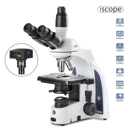 EUROMEX iScope 40X-1500X Trinocular Compound Microscope w/ 5MP USB 3 Digital Camera & Plan IOS Objectives IS1153-PLIA-5M3